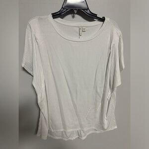 Plus Size White Ribbed Top